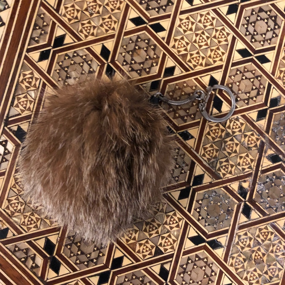 Real fur ball keychain